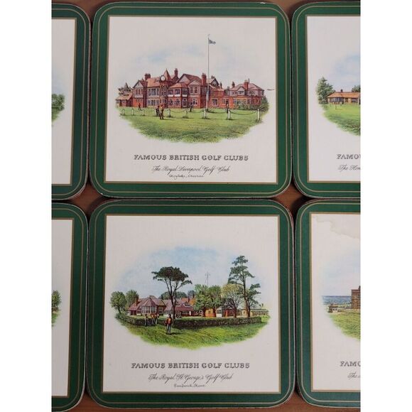 Set  of 6 Pimpernel British Golf Clubs Coasters Cork Backed Trivets #A32 - Picture 5 of 7